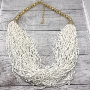 Retro style seed beaded cluster statement necklace.